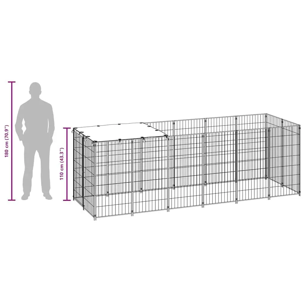 Dog Kennel Outdoor Pet Cage Large Enclosure 330x110x110cm Silver Steel Wire Mesh