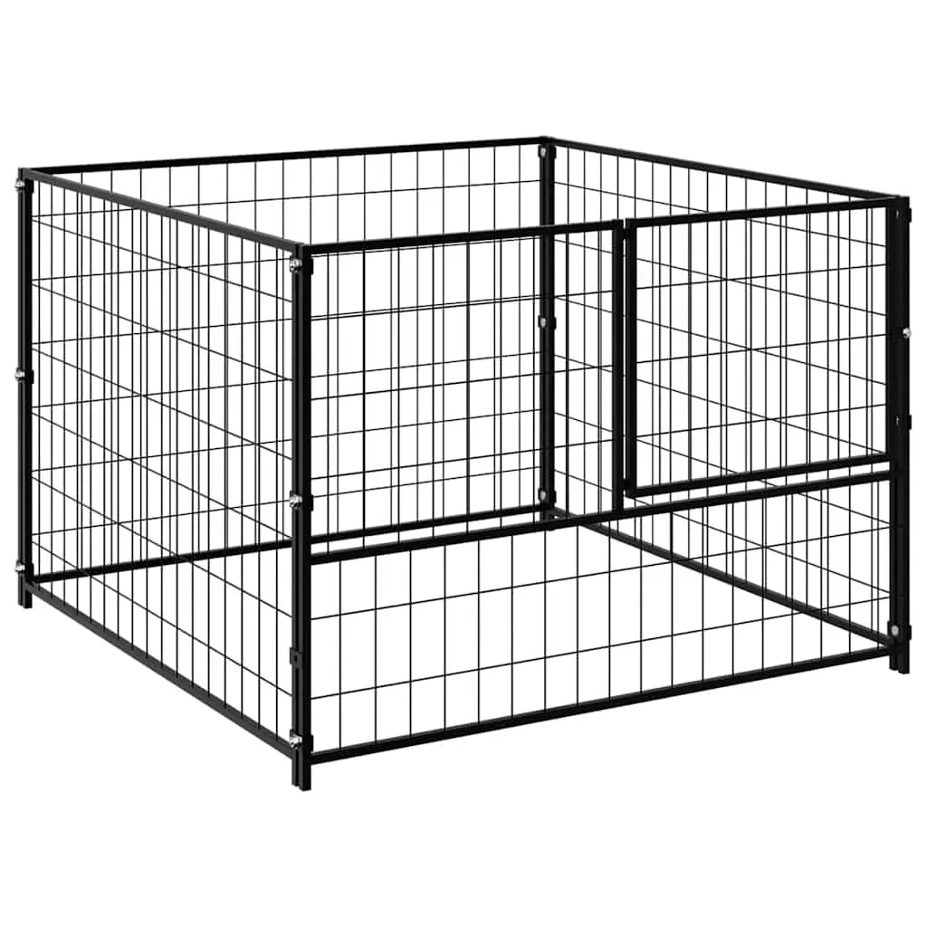 Dog Kennel Outdoor Exercise Pen Steel Wire Mesh Cage 100 x 100 x 70 cm Black