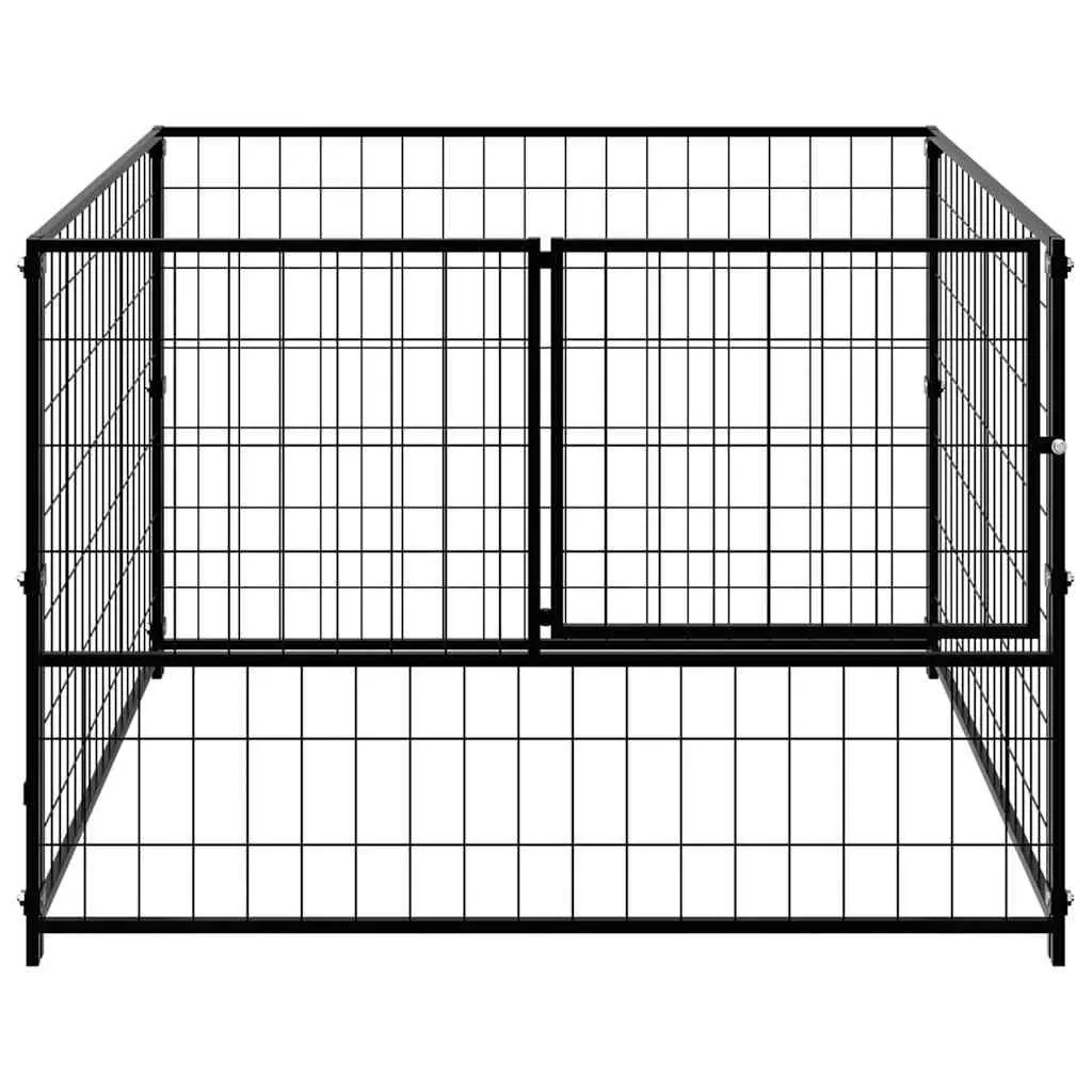 Dog Kennel Outdoor Exercise Pen Steel Wire Mesh Cage 100 x 100 x 70 cm Black