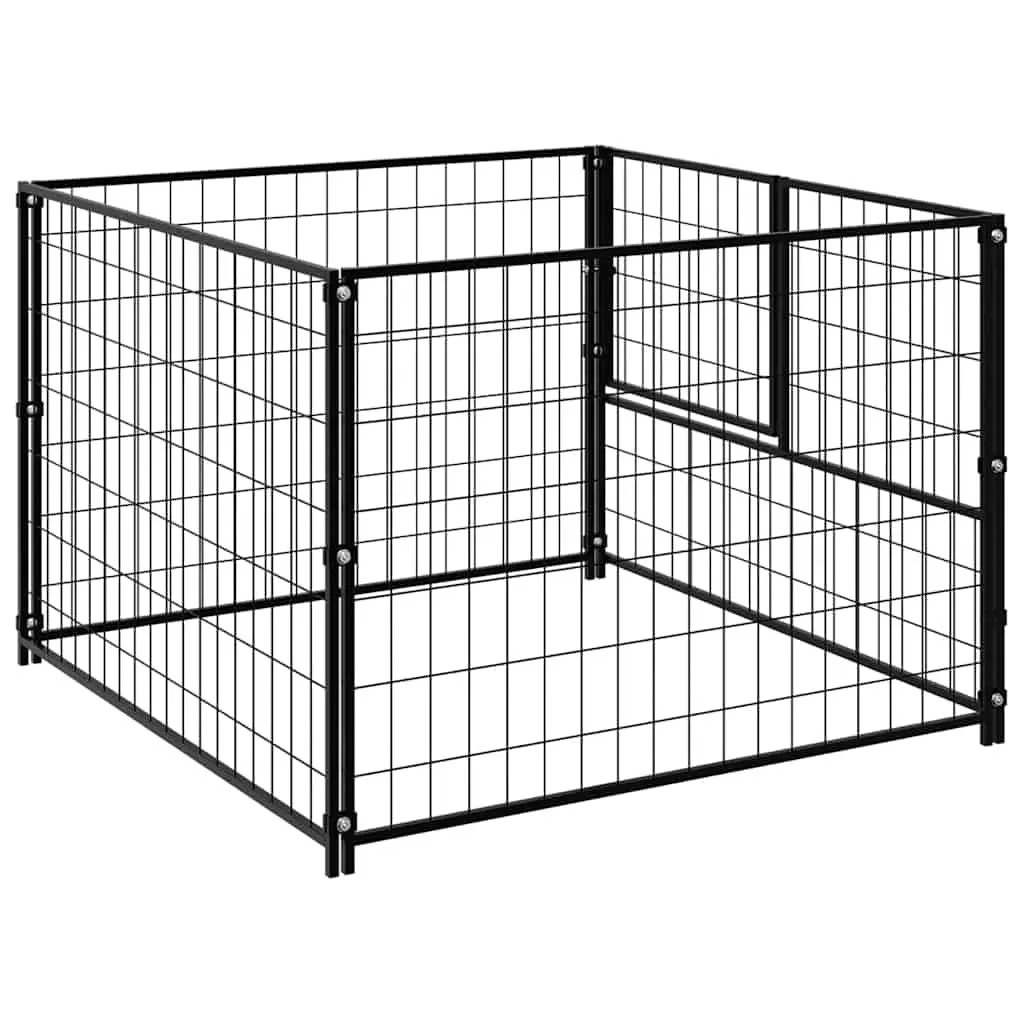 Dog Kennel Outdoor Exercise Pen Steel Wire Mesh Cage 100 x 100 x 70 cm Black