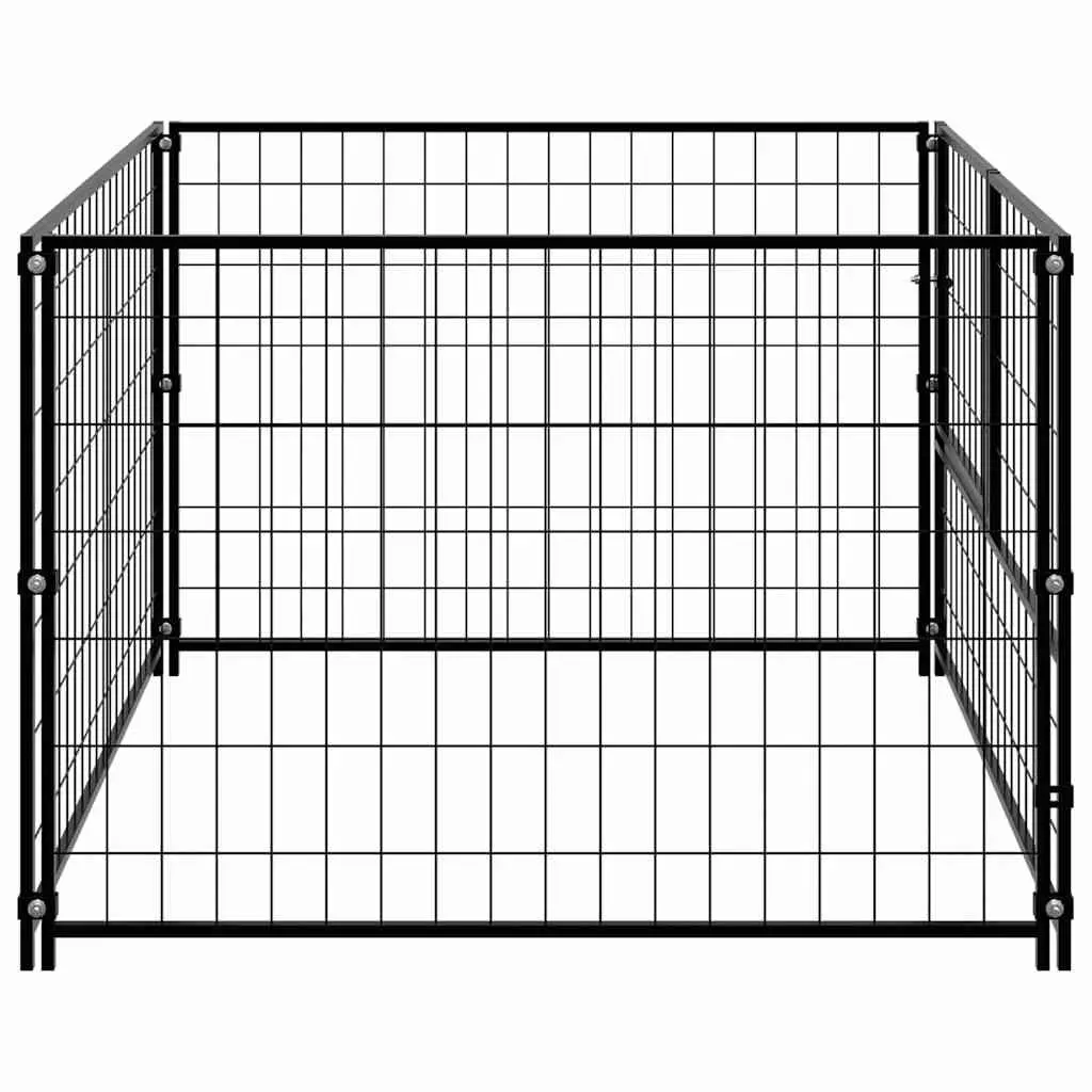 Dog Kennel Outdoor Exercise Pen Steel Wire Mesh Cage 100 x 100 x 70 cm Black