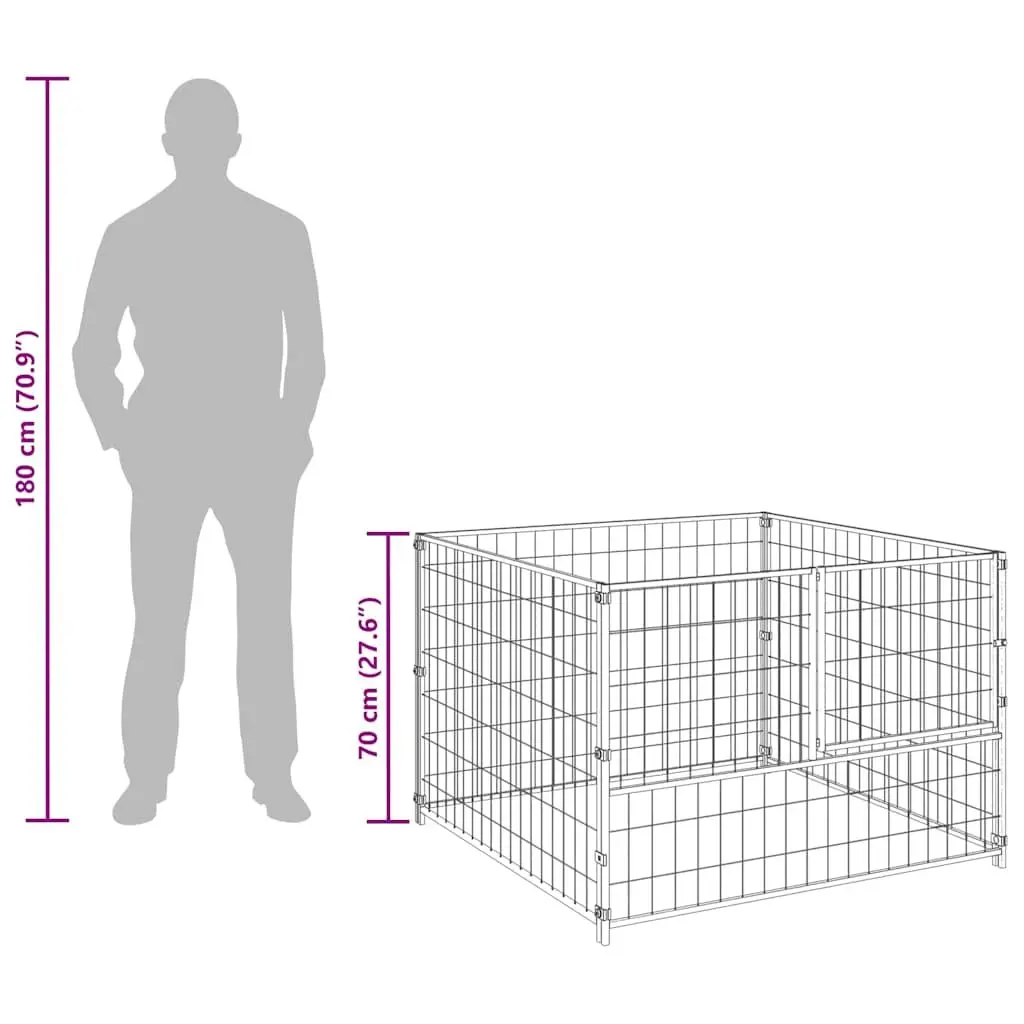 Dog Kennel Outdoor Exercise Pen Steel Wire Mesh Cage 100 x 100 x 70 cm Black