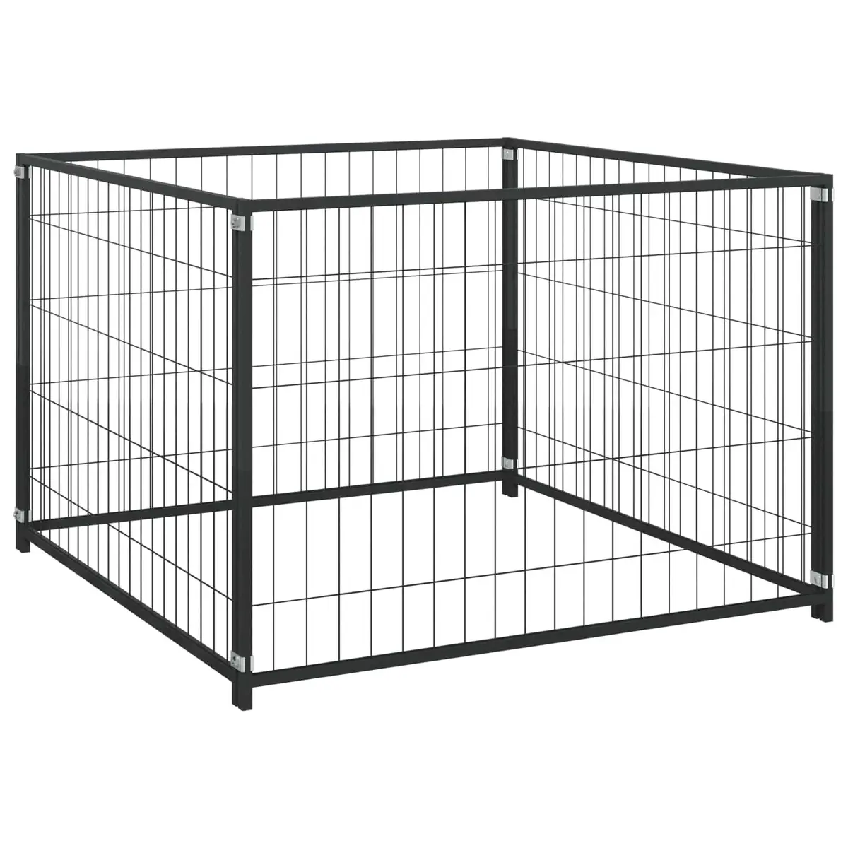 Dog Kennel Outdoor Enclosure Exercise Play Pen 300 x 100 x 70 cm Black Steel Wire Mesh
