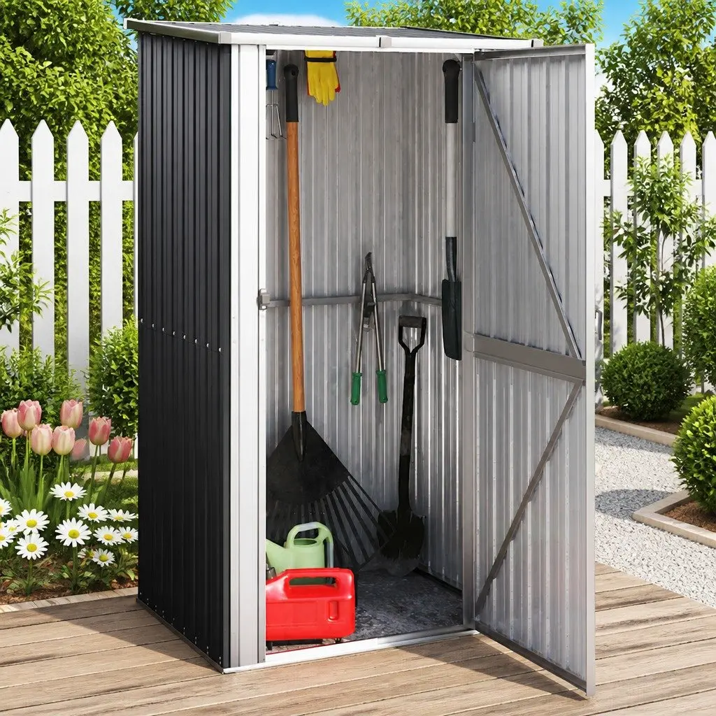 Garden Shed Outdoor Storage Tool House Anthracite Galvanised Steel 118.5 x 97 x 209.5 cm