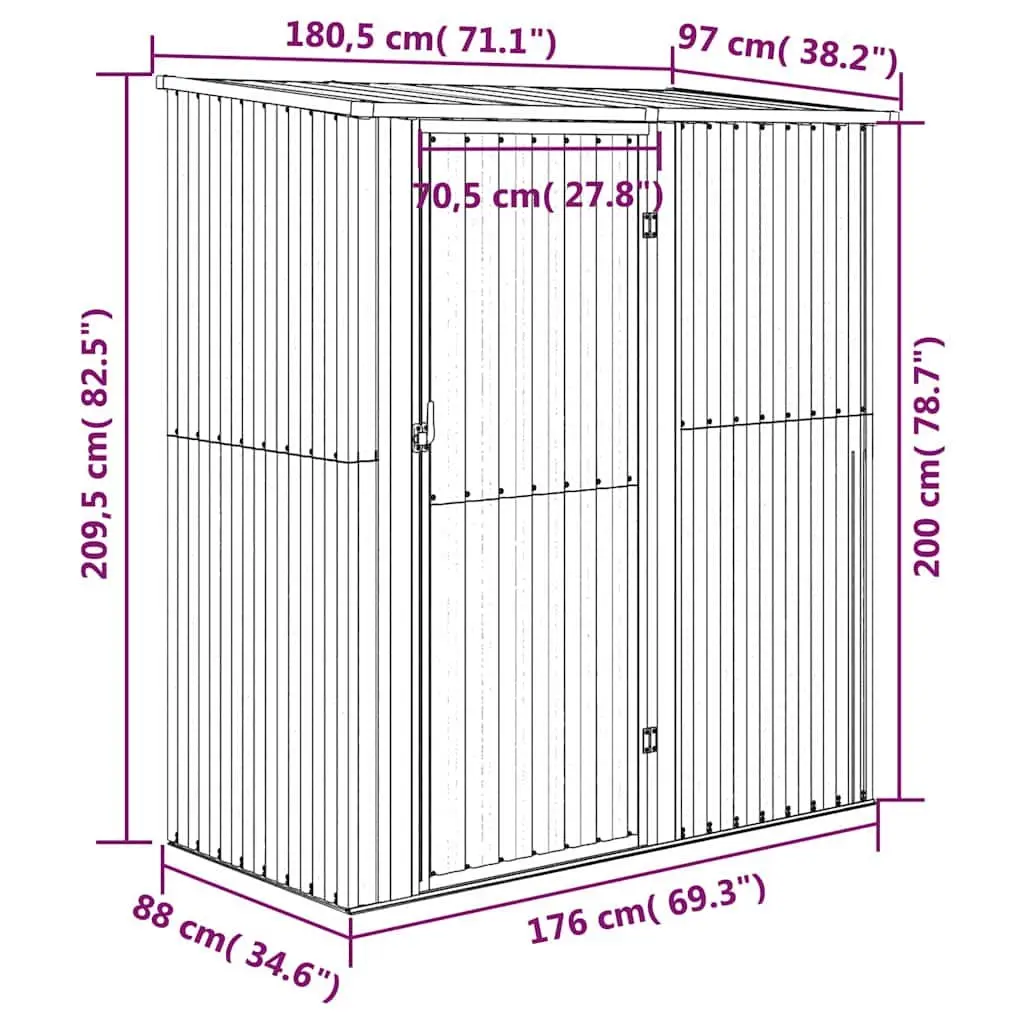 Garden Shed Outdoor Storage Anthracite Galvanised Steel 180.5 x 97 x 209.5 cm