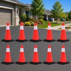 Traffic Cones Reflective Heavy Base Road Safety Marker Set Outdoor Workplace