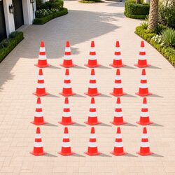 Reliable 20-Piece Set of Reflective Traffic Cones for Safety