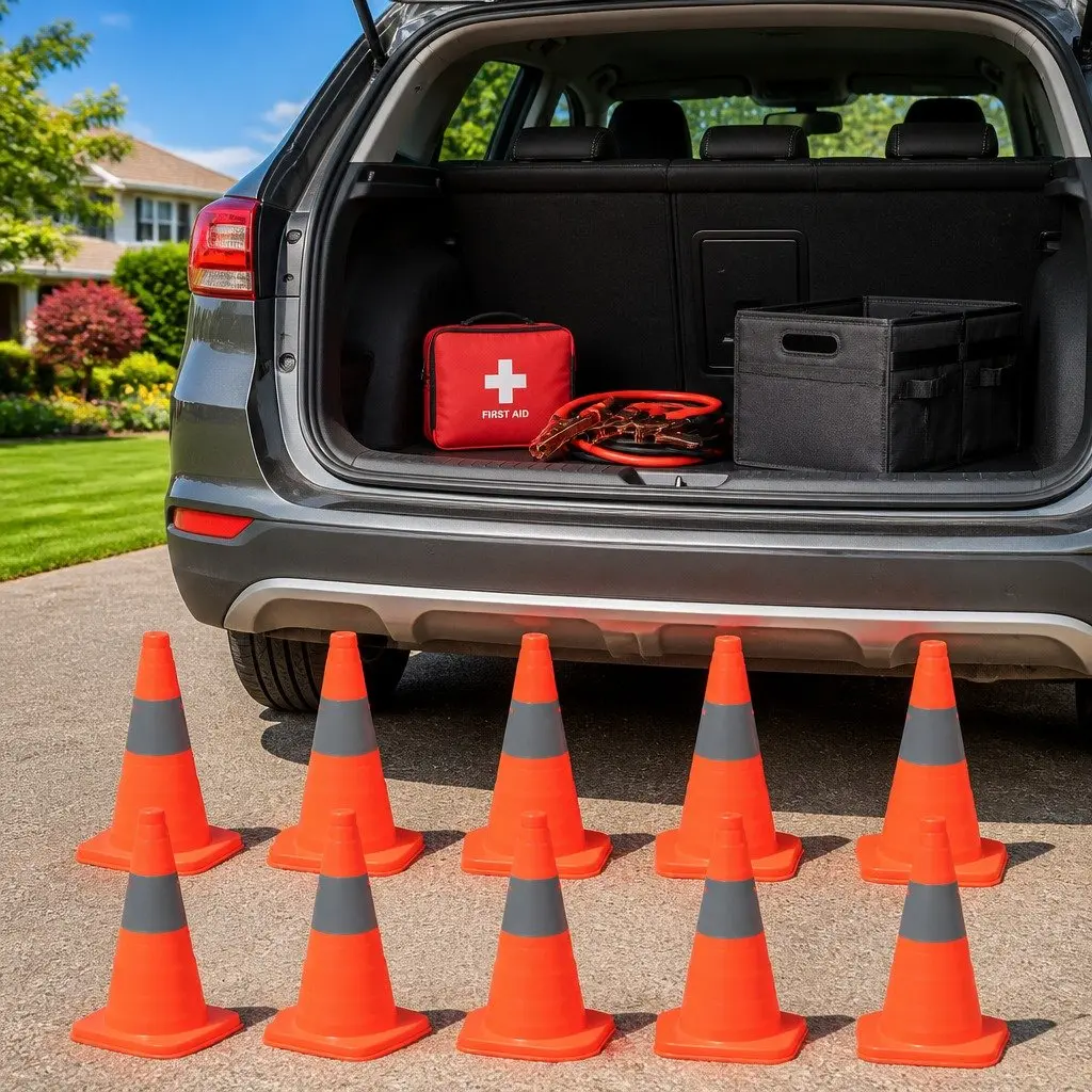 Pop-up Traffic Cones 10 Pcs 42 cm High Visibility Safety Warning Roadside