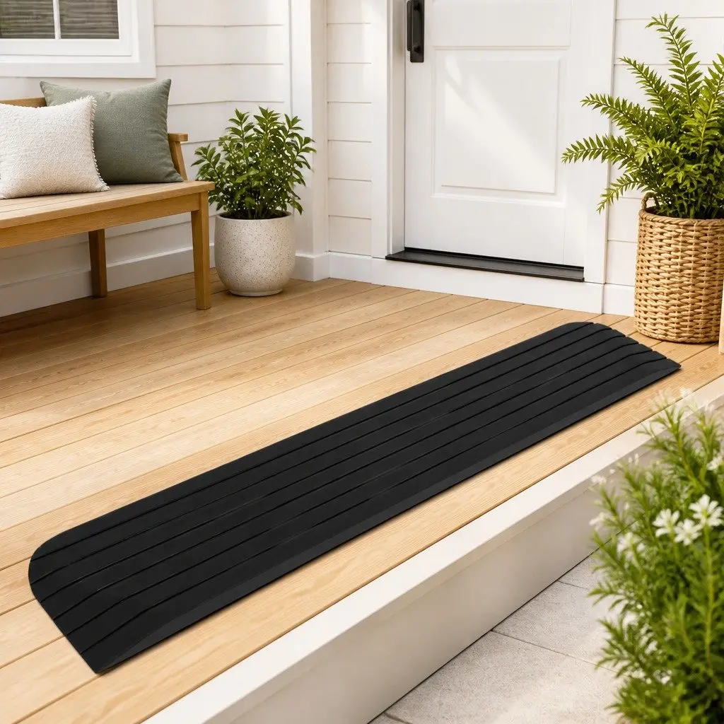 Threshold Ramp Rubber Non-Slip Wheelchair Mobility Scooter Rollator Access Ramp 110 x 21 x 2.5 cm