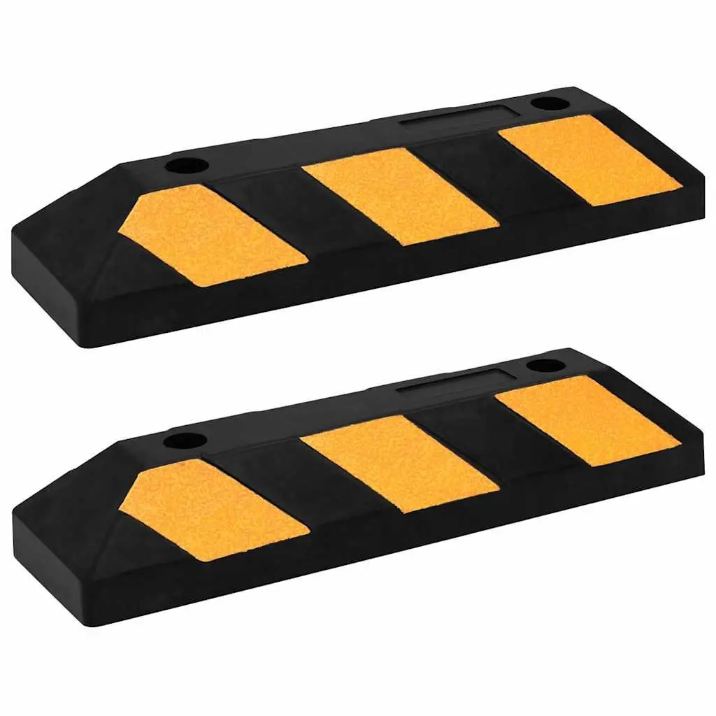 Reflective Rubber Parking Blocks Vehicle Wheel Stoppers 56 x 15 x 10 cm