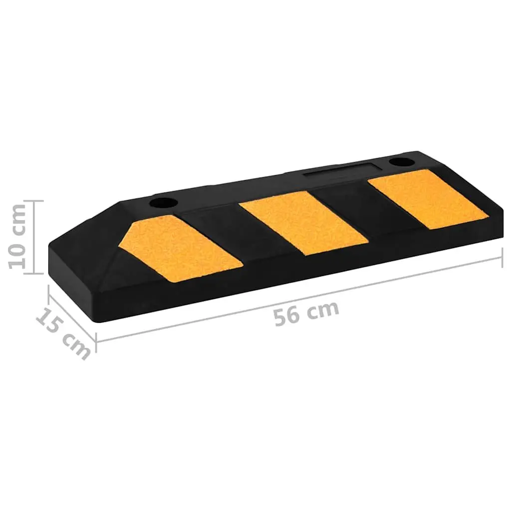 Reflective Rubber Parking Blocks Vehicle Wheel Stoppers 56 x 15 x 10 cm