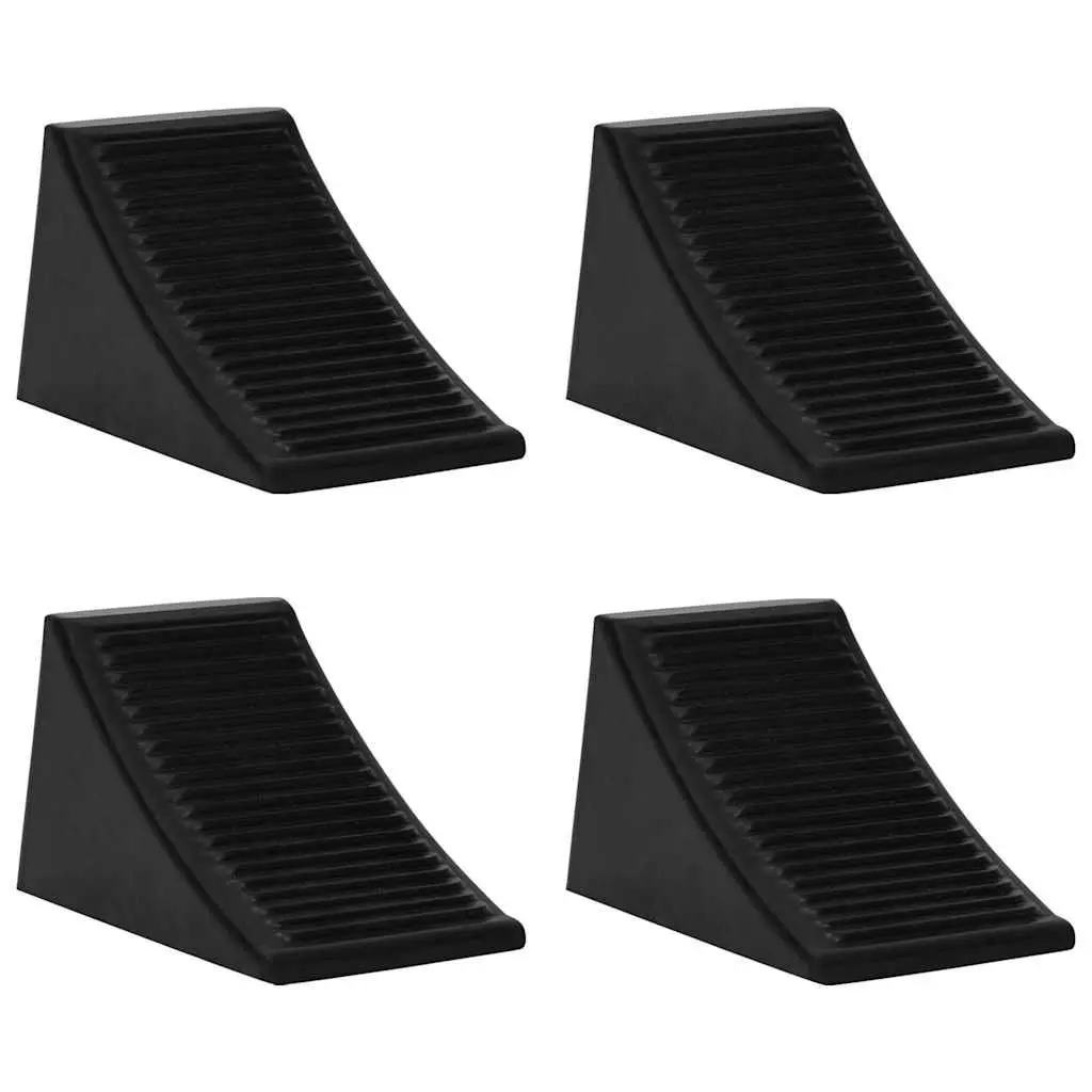 Rubber Wheel Chocks Vehicle Safety Stopper 16 x 9 x 9 cm Blue 4 Piece