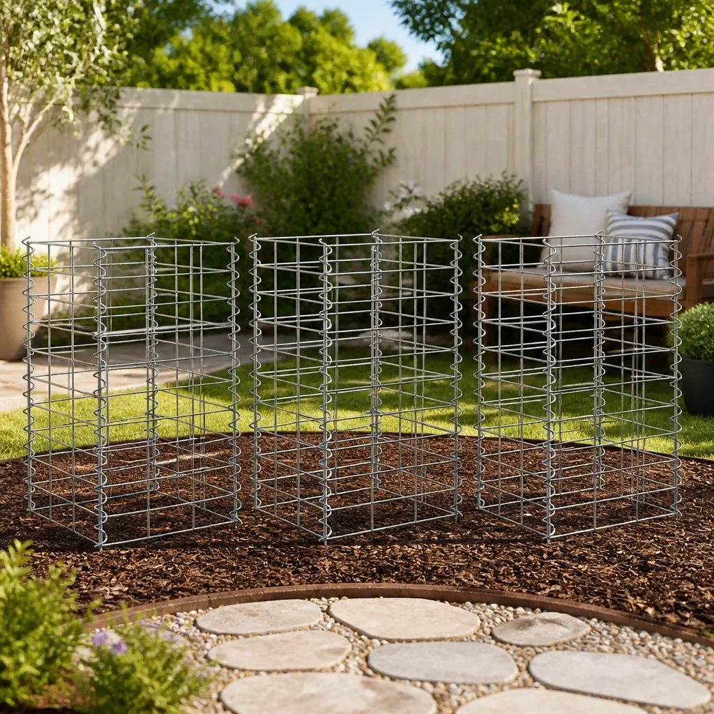 Gabion Raised Beds Garden Planter 30x30x50 cm Silver 3 Piece
