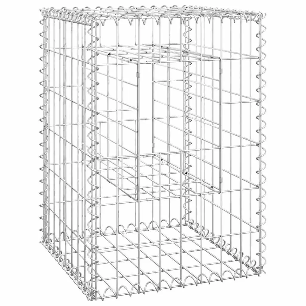 Gabion Basket Posts Garden Decoration 40x40x60 cm Iron Silver 2 Piece