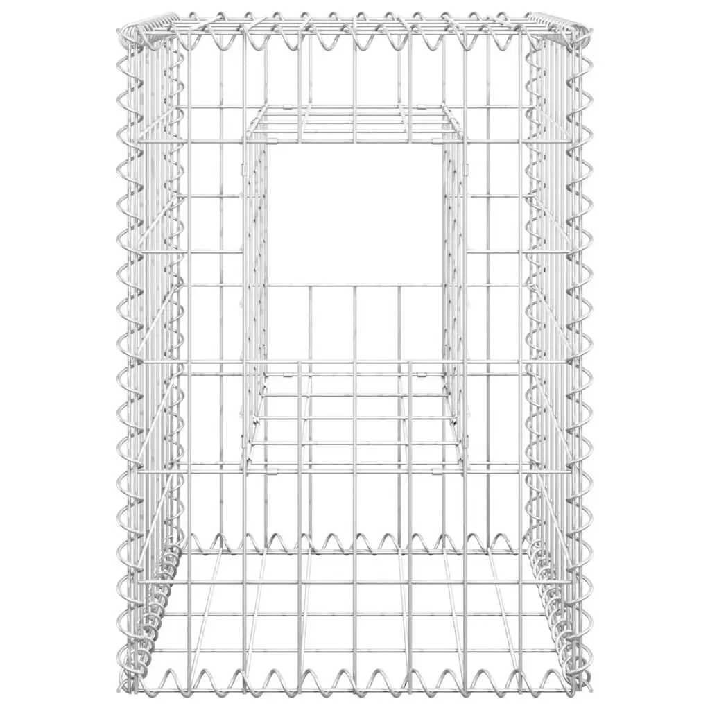 Gabion Basket Posts Garden Decoration 40x40x60 cm Iron Silver 2 Piece