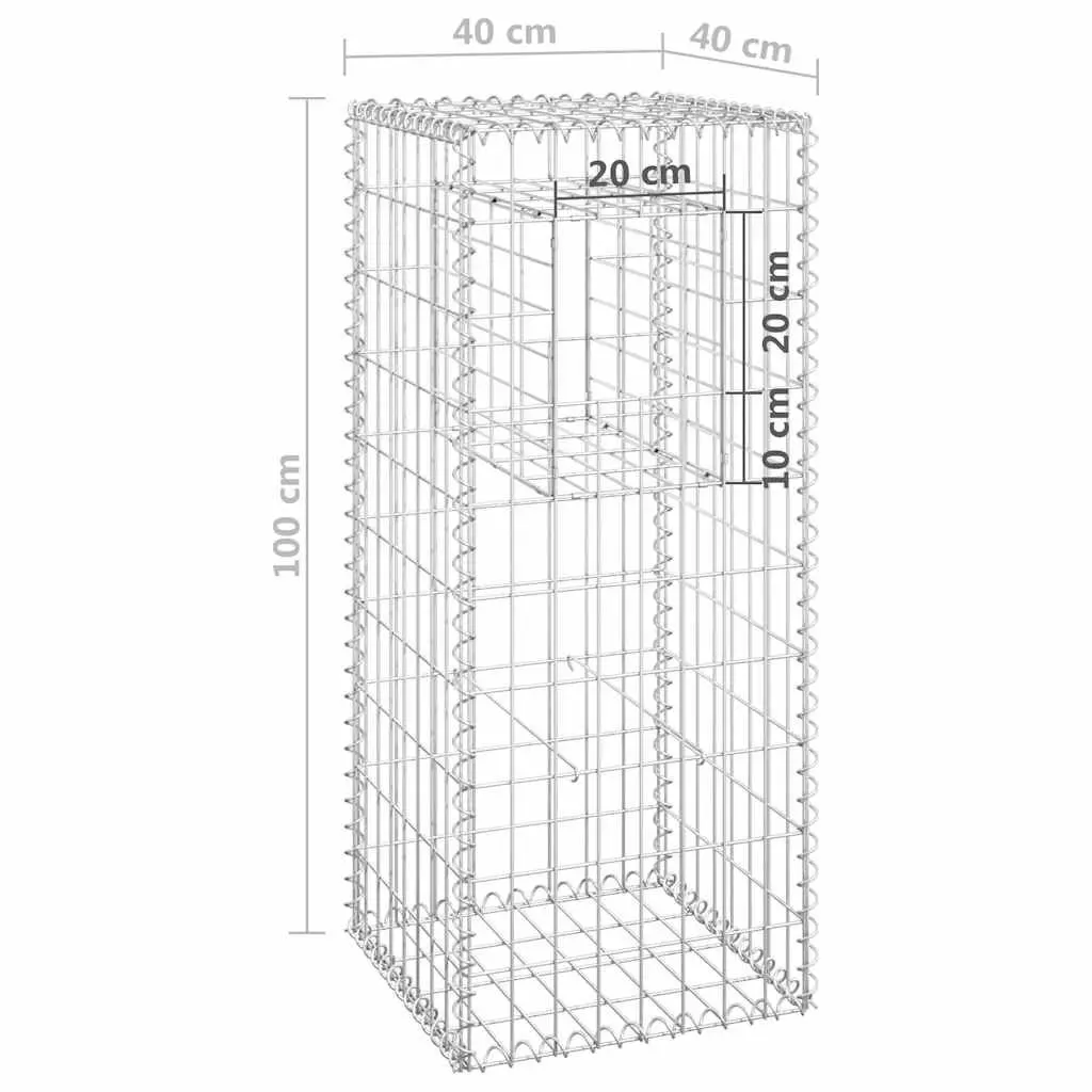 Gabion Basket Posts Garden Fence Barrier 40x40x100 cm Silver