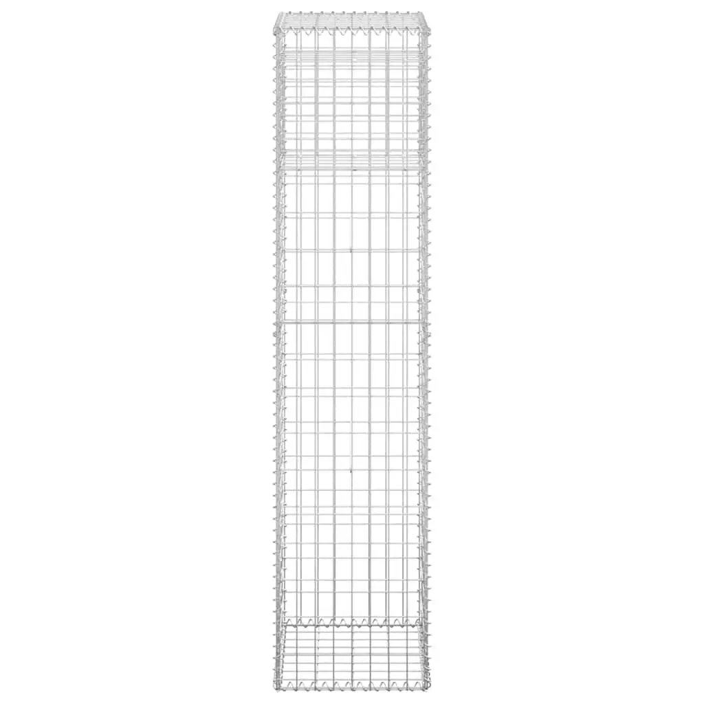 Gabion Basket Post Garden Fence Barrier 40x40x180 cm Iron Silver