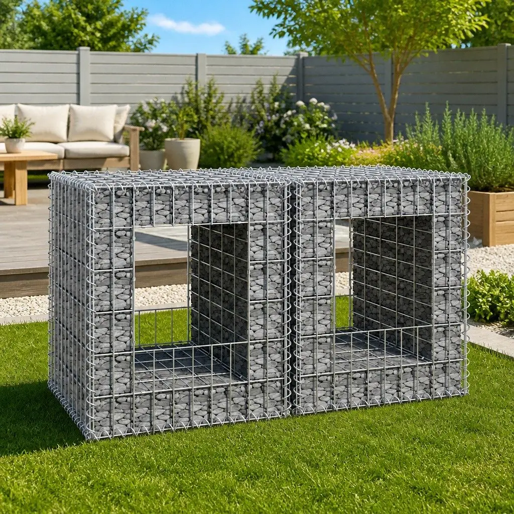 Gabion Basket Posts Garden Fencing 50x50x60 cm Silver Iron Wire Mesh