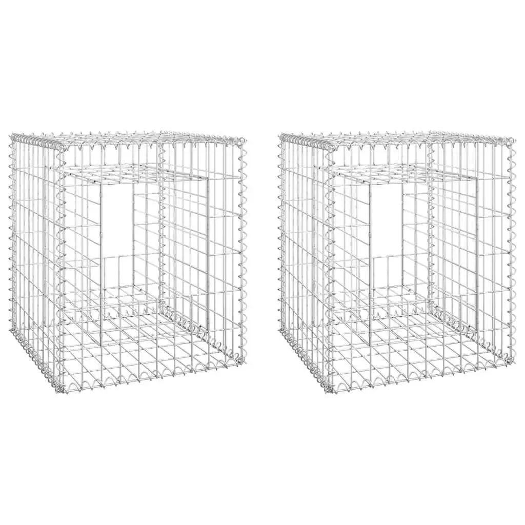 Gabion Basket Posts Garden Fencing 50x50x60 cm Silver Iron Wire Mesh