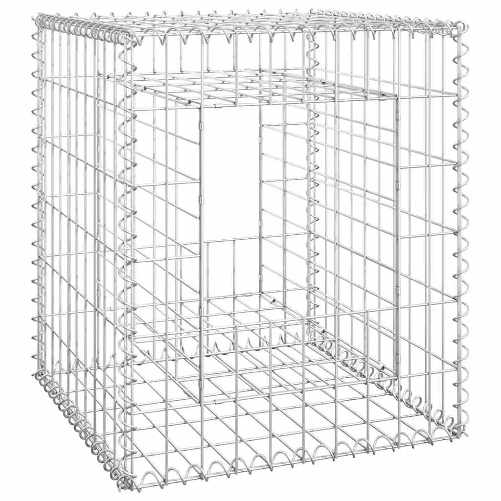Gabion Basket Posts Garden Fencing 50x50x60 cm Silver Iron Wire Mesh