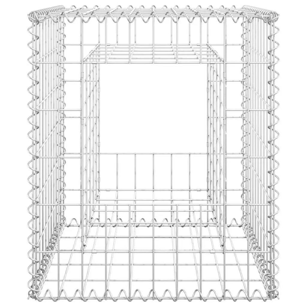 Gabion Basket Posts Garden Fencing 50x50x60 cm Silver Iron Wire Mesh
