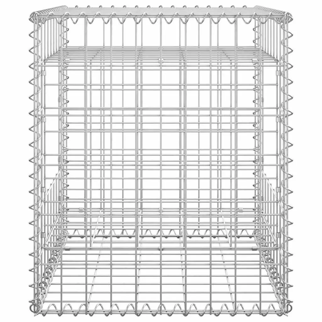 Gabion Basket Posts Garden Fencing 50x50x60 cm Silver Iron Wire Mesh