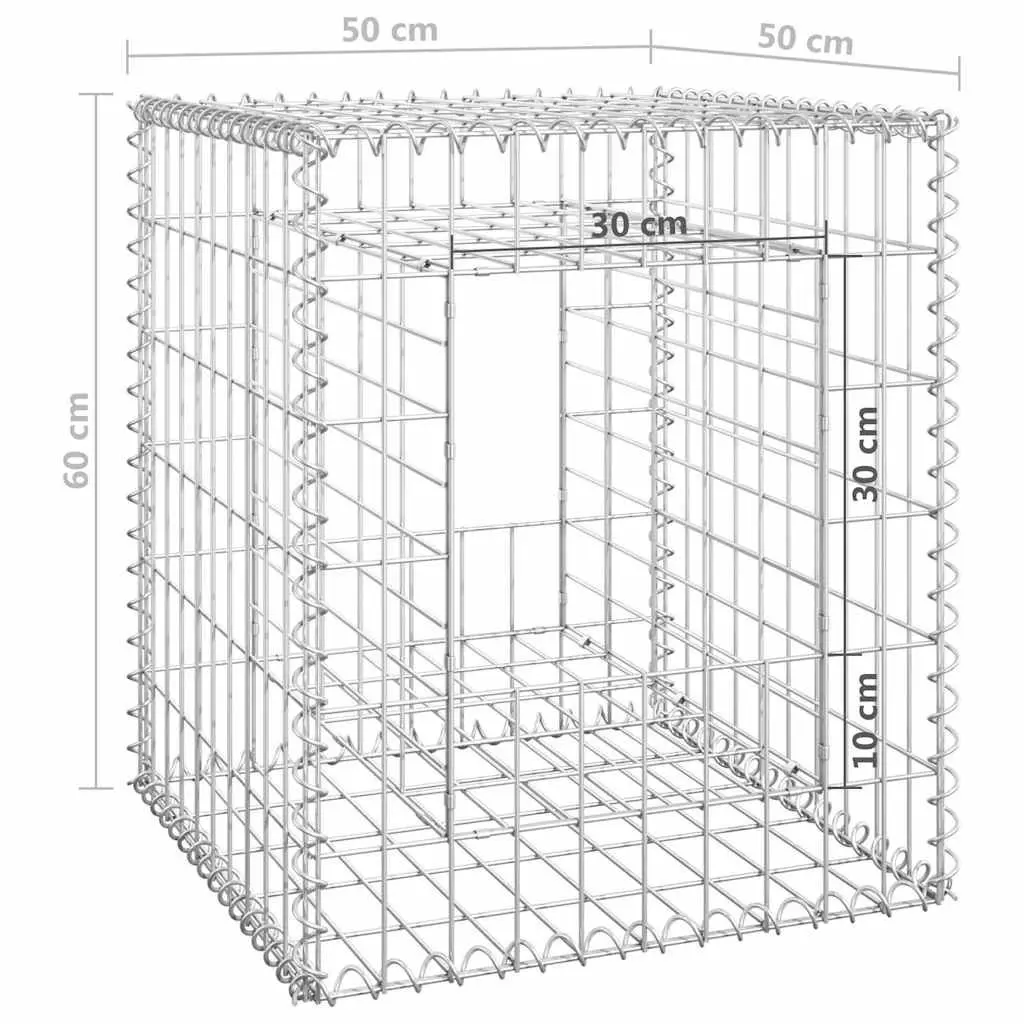 Gabion Basket Posts Garden Fencing 50x50x60 cm Silver Iron Wire Mesh