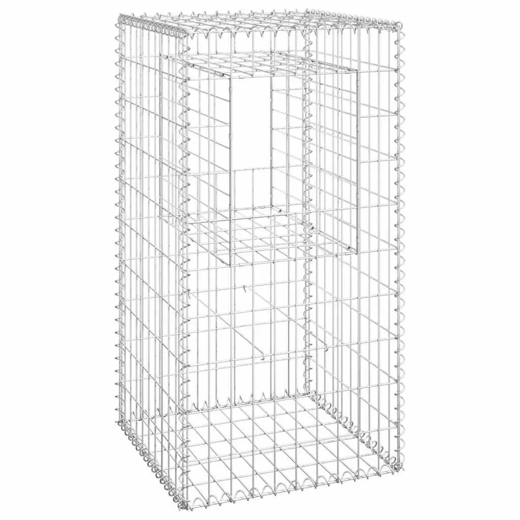 Gabion Basket Posts Garden Fence Barrier 50x50x100 cm Iron Silver 2 Piece