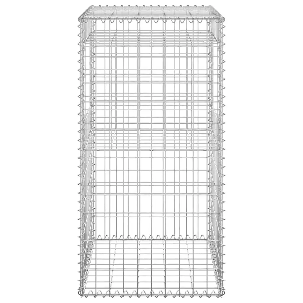 Gabion Basket Posts Garden Fence Barrier 50x50x100 cm Iron Silver 2 Piece