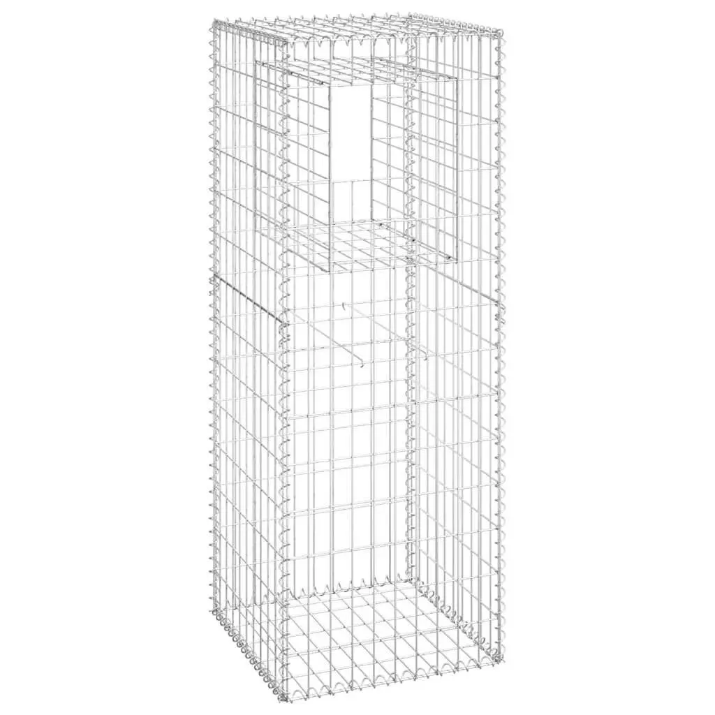Gabion Basket Posts Garden Decor 50x50x140cm Iron Silver 2 Piece