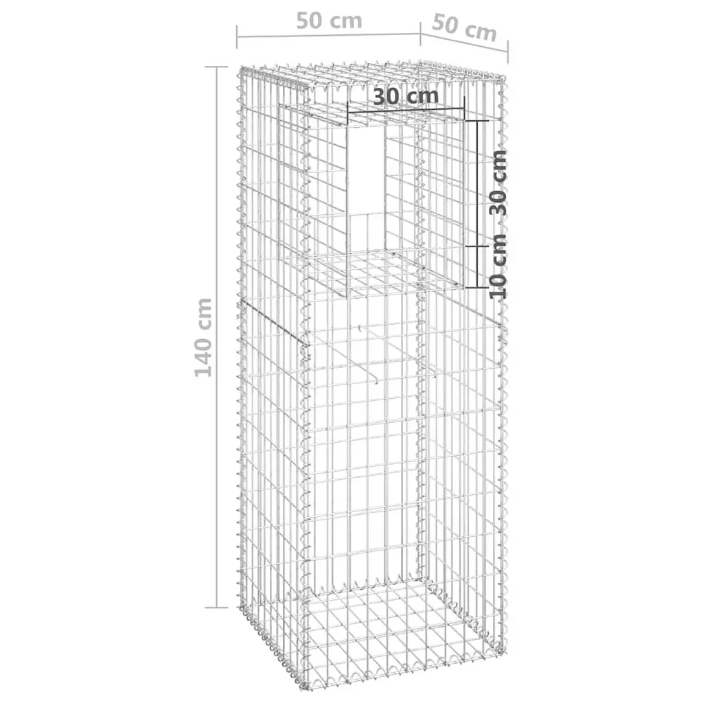 Gabion Basket Posts Garden Decor 50x50x140cm Iron Silver 2 Piece