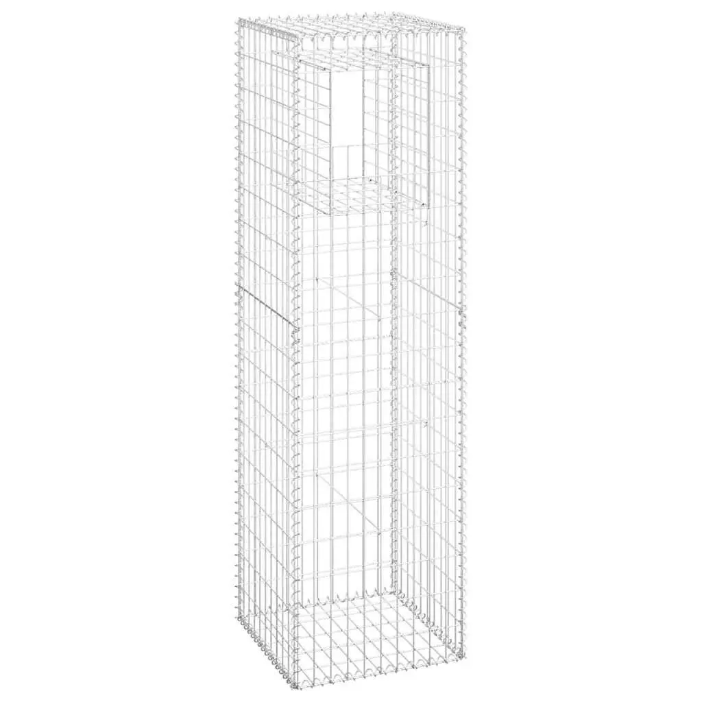 Gabion Basket Posts Garden Fencing 50x50x180 cm Iron Silver