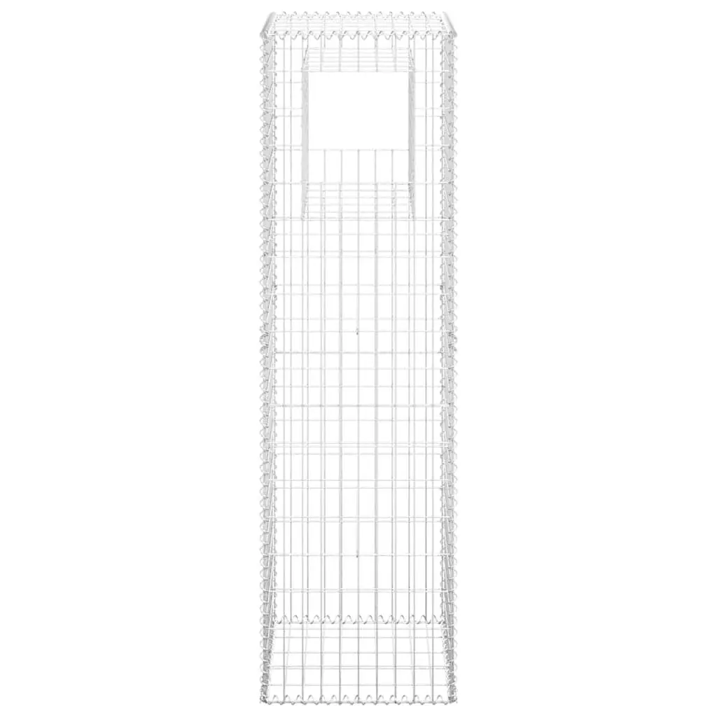 Gabion Basket Posts Garden Fencing 50x50x180 cm Iron Silver