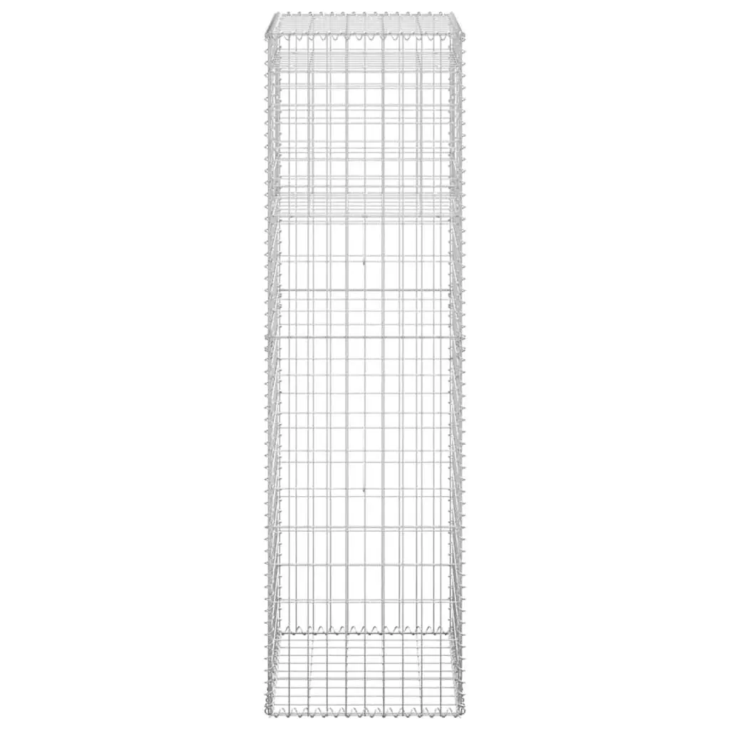 Gabion Basket Posts Garden Fencing 50x50x180 cm Iron Silver