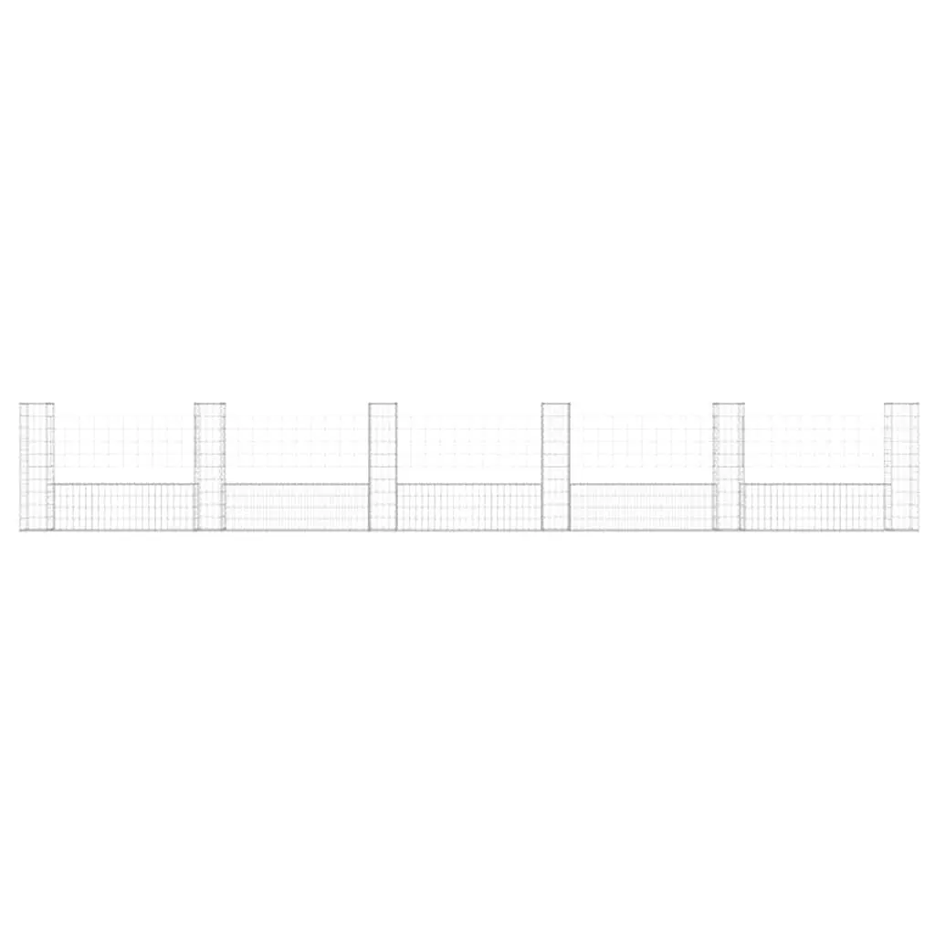 U-Shape Gabion Basket Garden Fence Panel Retaining Wall 620 x 20 x 100 cm Silver