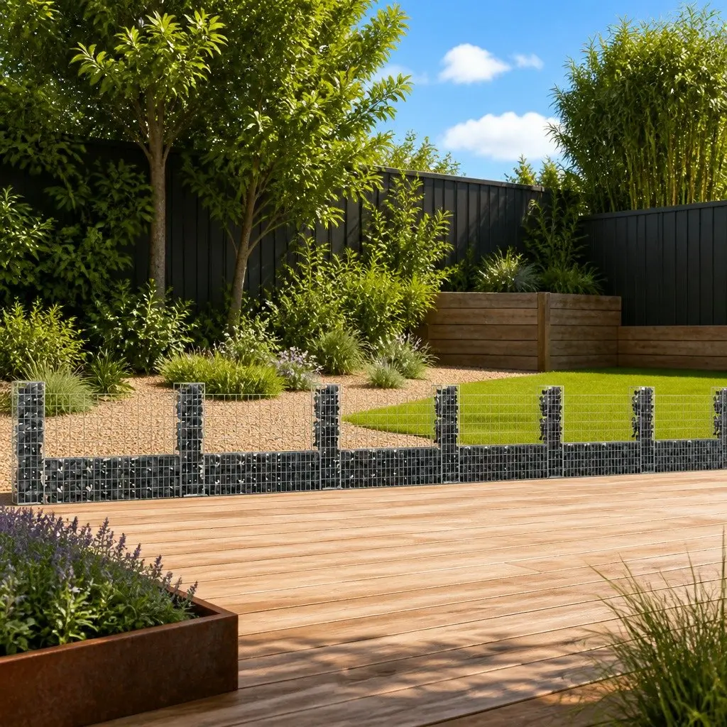 U-Shape Gabion Basket Retaining Wall Garden Barrier 740 x 20 x 100 cm Silver