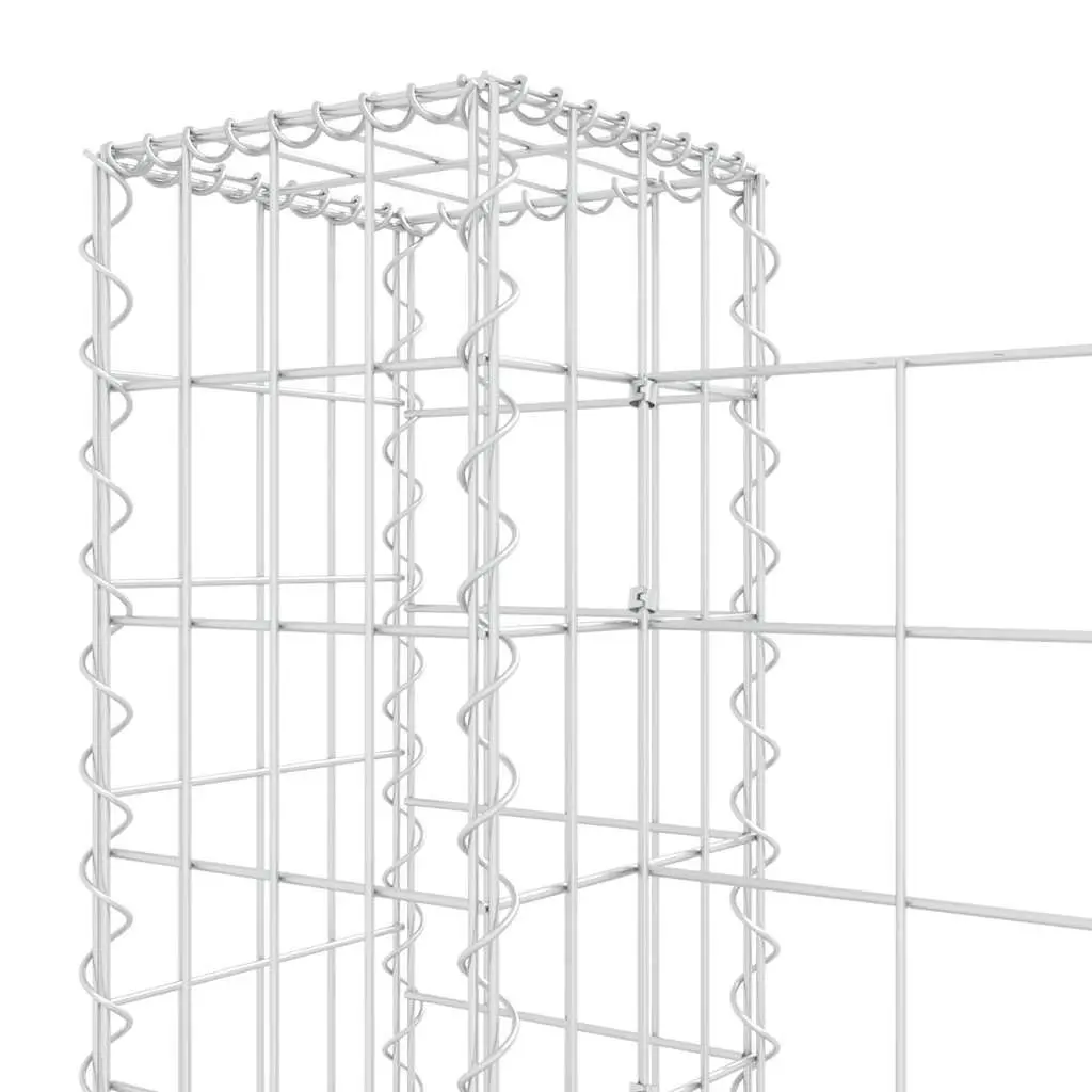 U-Shape Gabion Basket Retaining Wall Garden Barrier 740 x 20 x 100 cm Silver