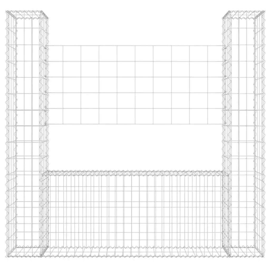 U-Shape Gabion Basket Retaining Wall Fence Panel 140 x 20 x 150 cm Silver