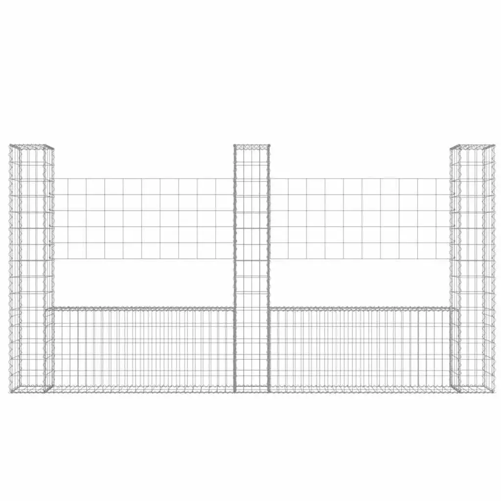U-Shape Gabion Basket Retaining Wall Garden Barrier Silver 260 x 20 x 150 cm