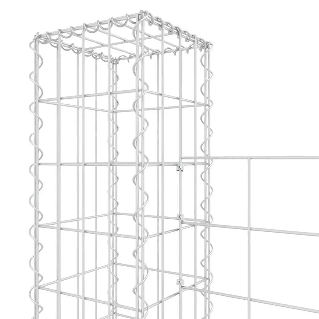 U-Shape Gabion Basket Retaining Wall Garden Barrier Silver 260 x 20 x 150 cm