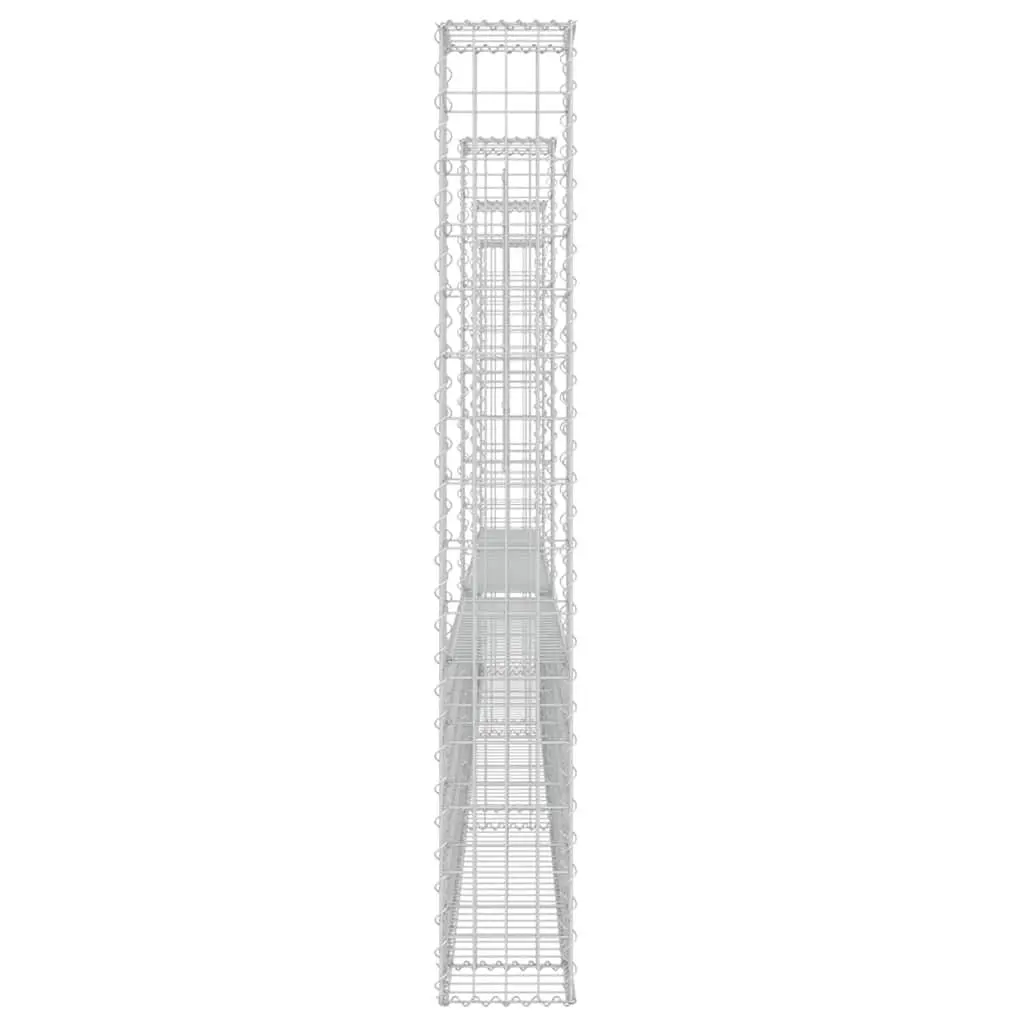 U-Shape Gabion Basket Fence Panel Retaining Wall 380x20x150cm Silver with 4 Posts