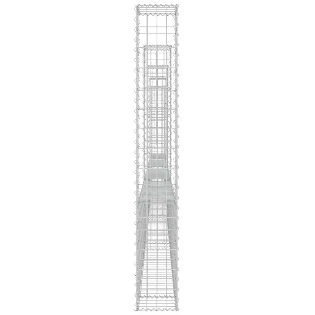 U-Shape Gabion Basket Iron Fence Panel Retaining Wall Garden 500 x 20 x 150 cm Silver