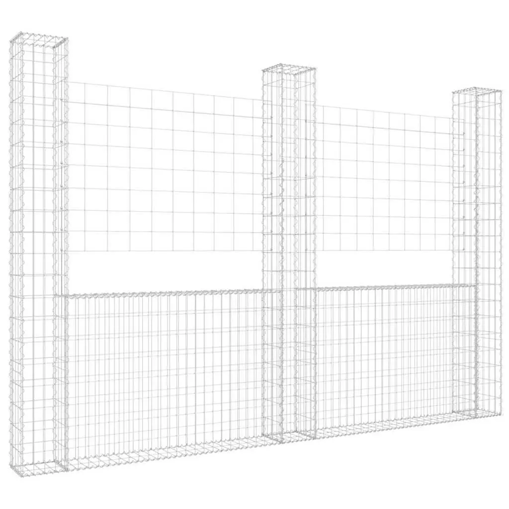 U-Shape Gabion Basket Fence Panel Retaining Wall 260x20x200cm Silver