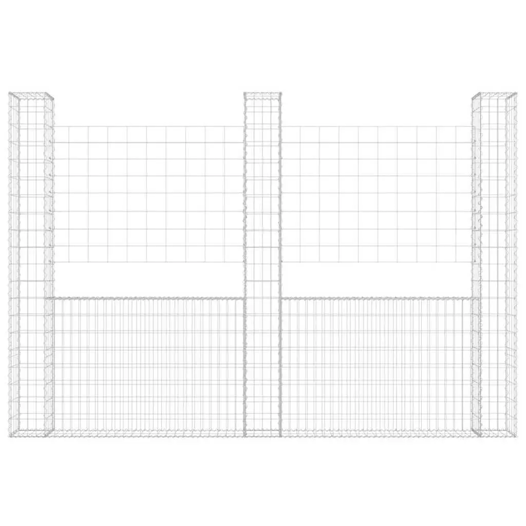 U-Shape Gabion Basket Fence Panel Retaining Wall 260x20x200cm Silver