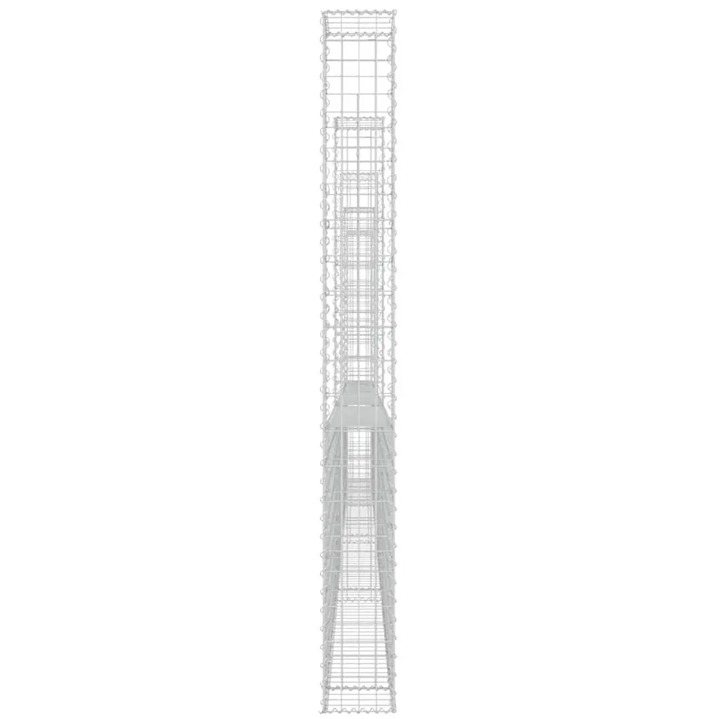 U-Shape Gabion Basket Fence Panel Garden Retaining Wall 620 x 20 x 200 cm Silver