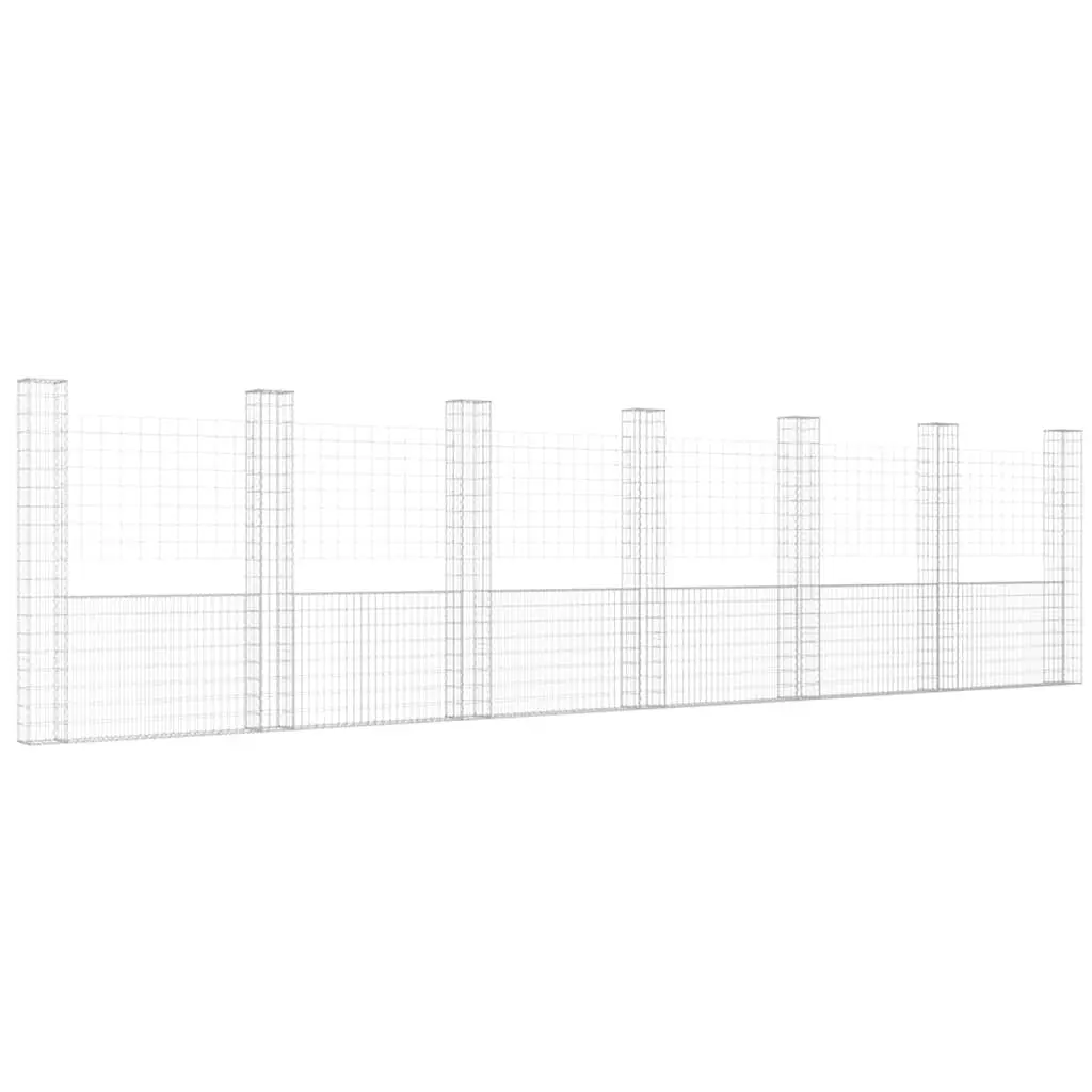 U-Shape Gabion Basket Retaining Wall Fence Panel 740 x 20 x 200 cm Silver