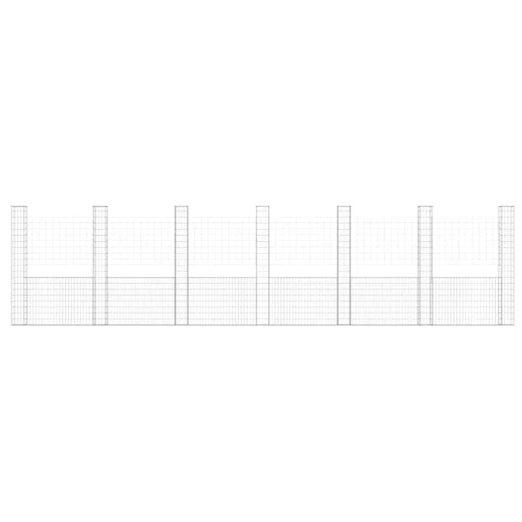 U-Shape Gabion Basket Retaining Wall Fence Panel 740 x 20 x 200 cm Silver