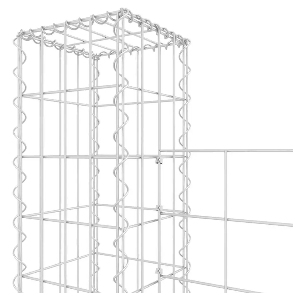 U-Shape Gabion Basket Retaining Wall Fence Panel 740 x 20 x 200 cm Silver