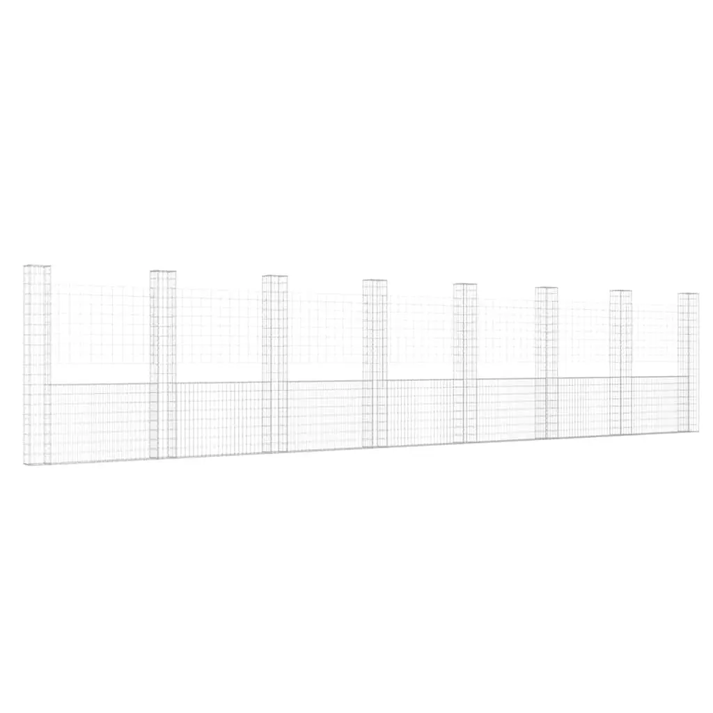 U-Shape Gabion Basket with 8 Posts Fence Panel Retaining Wall Garden Barrier