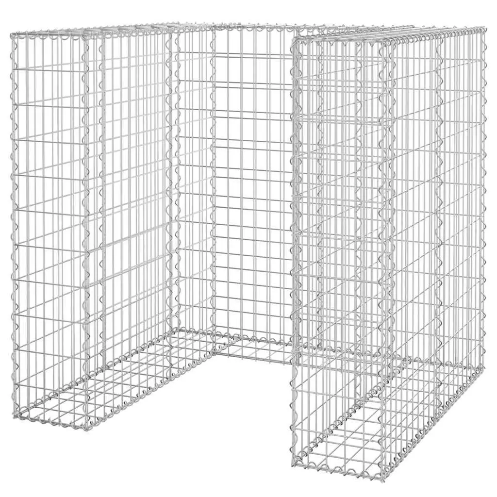 Gabion Wall Waste Bin Container Enclosure Galvanised Steel Garden Patio 110 x 100 x 110 cm Silver